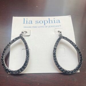 Lia Sophia Black Teardrop Earrings